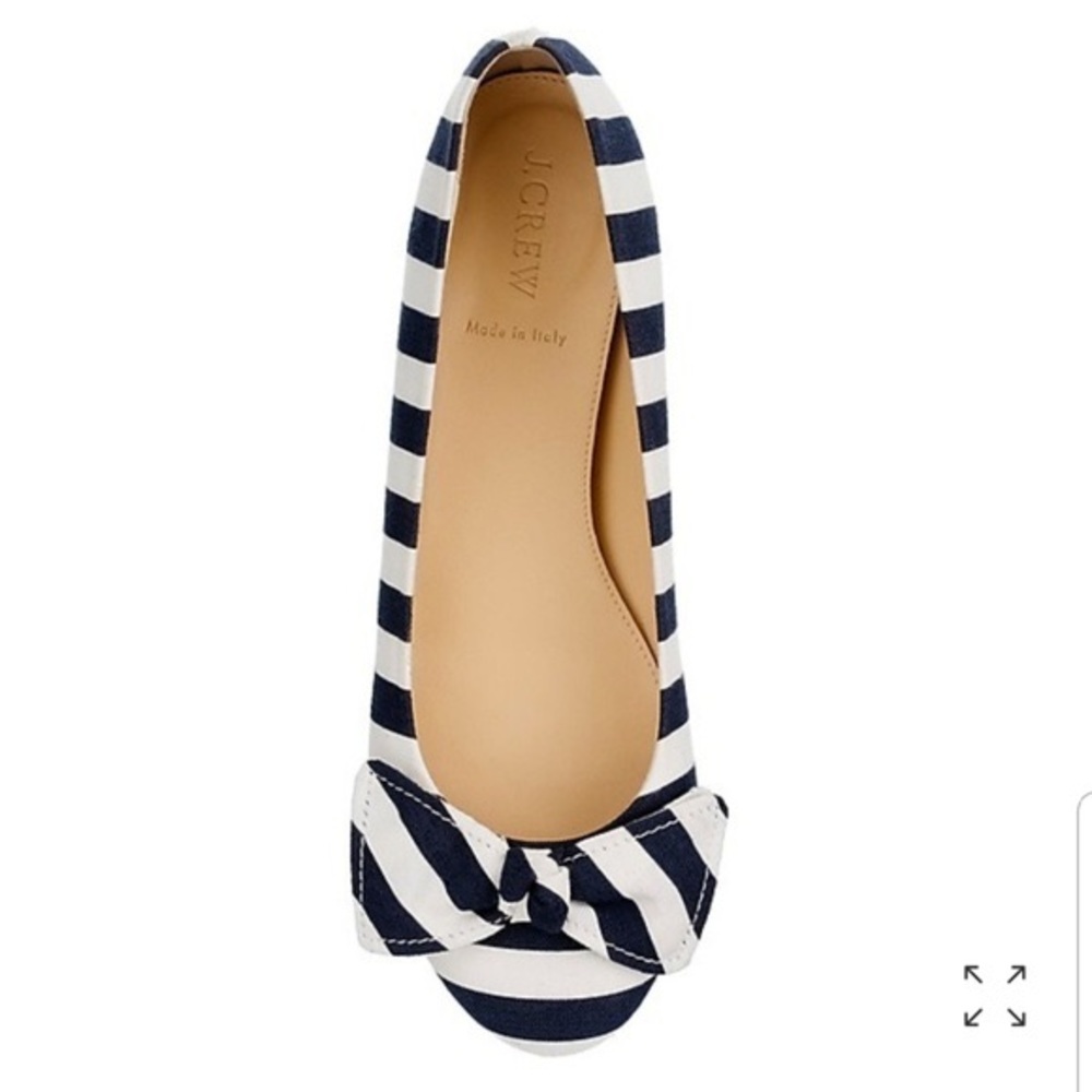 J.Crew Cece Navy Striped Bow Flats